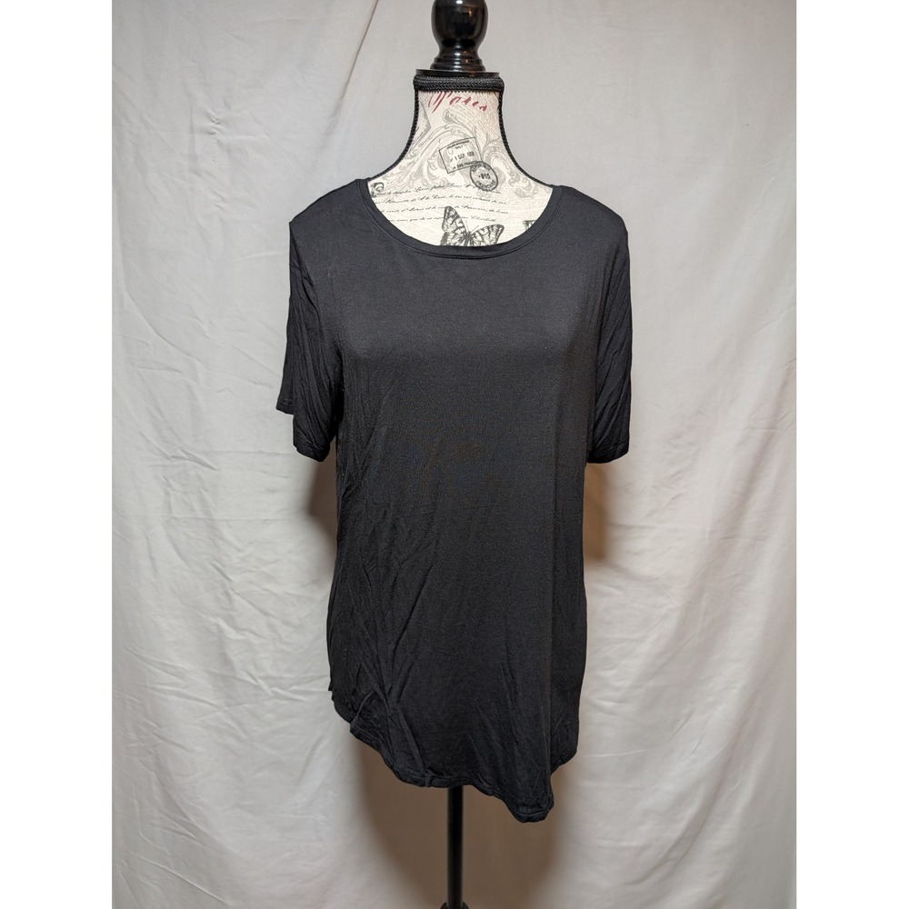 Old Navy Luxe Black Scoop Neck Draped Short‎ Sleeve T-Shirt Women's Large